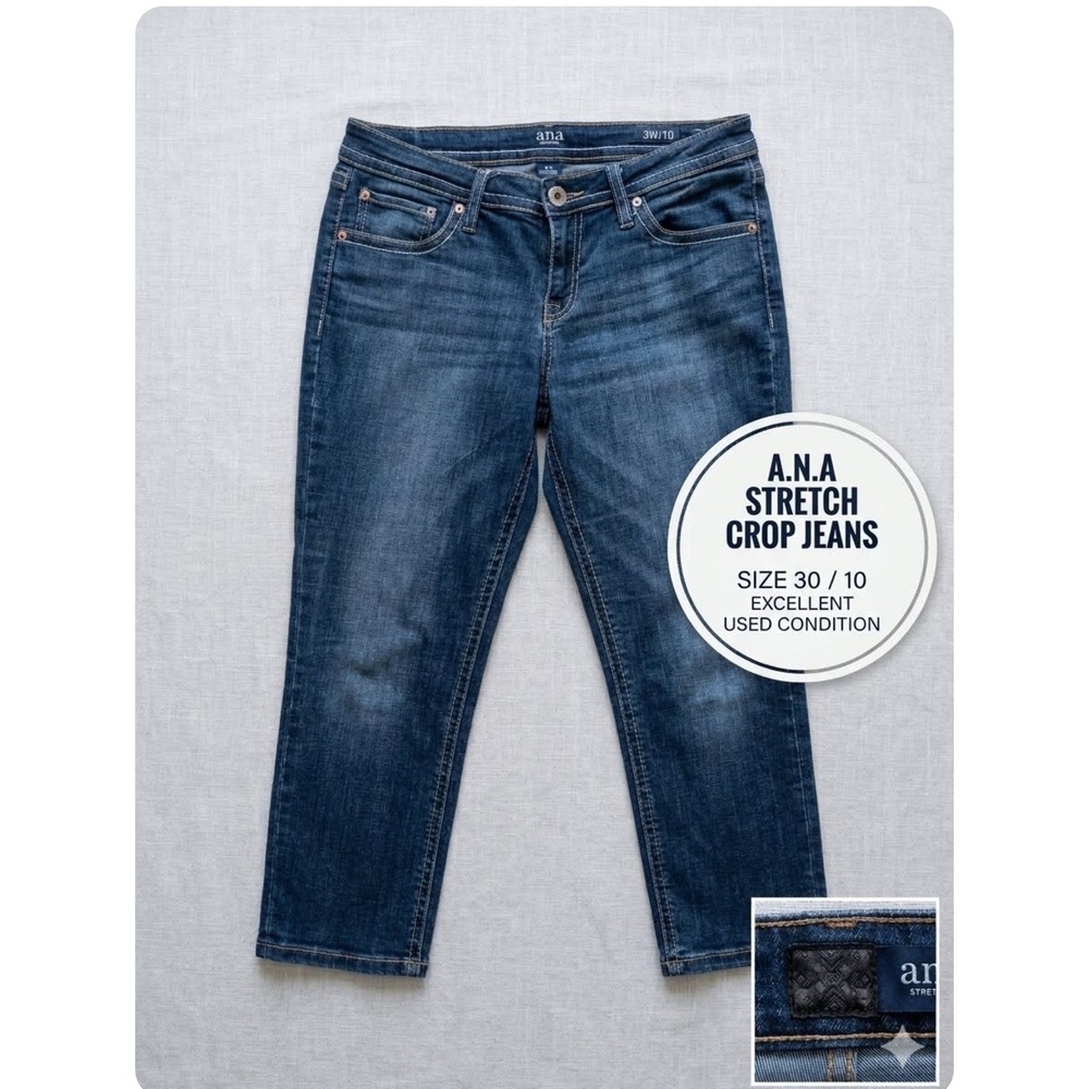 a.n.a A New Approach Women Dark Wash Stretch Crop Jeans Size 30/10 Mid Rise